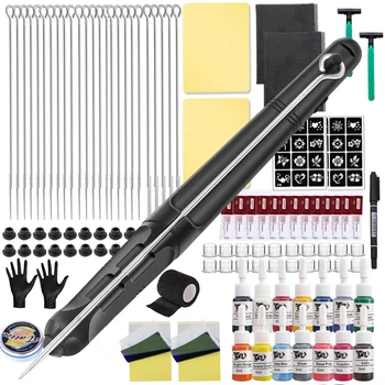 Kit de tatuaje de mano y palo con agujas de tinta, juego de accesorios para arte corporal, palo de mano 3D, práctica para principiantes