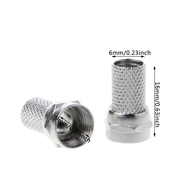 10 Chiếc 75-5 F Đầu Nối Vít Loại Cho RG6 Truyền Hình Vệ Tinh Ăng Ten Cáp Đồng Trục Tw