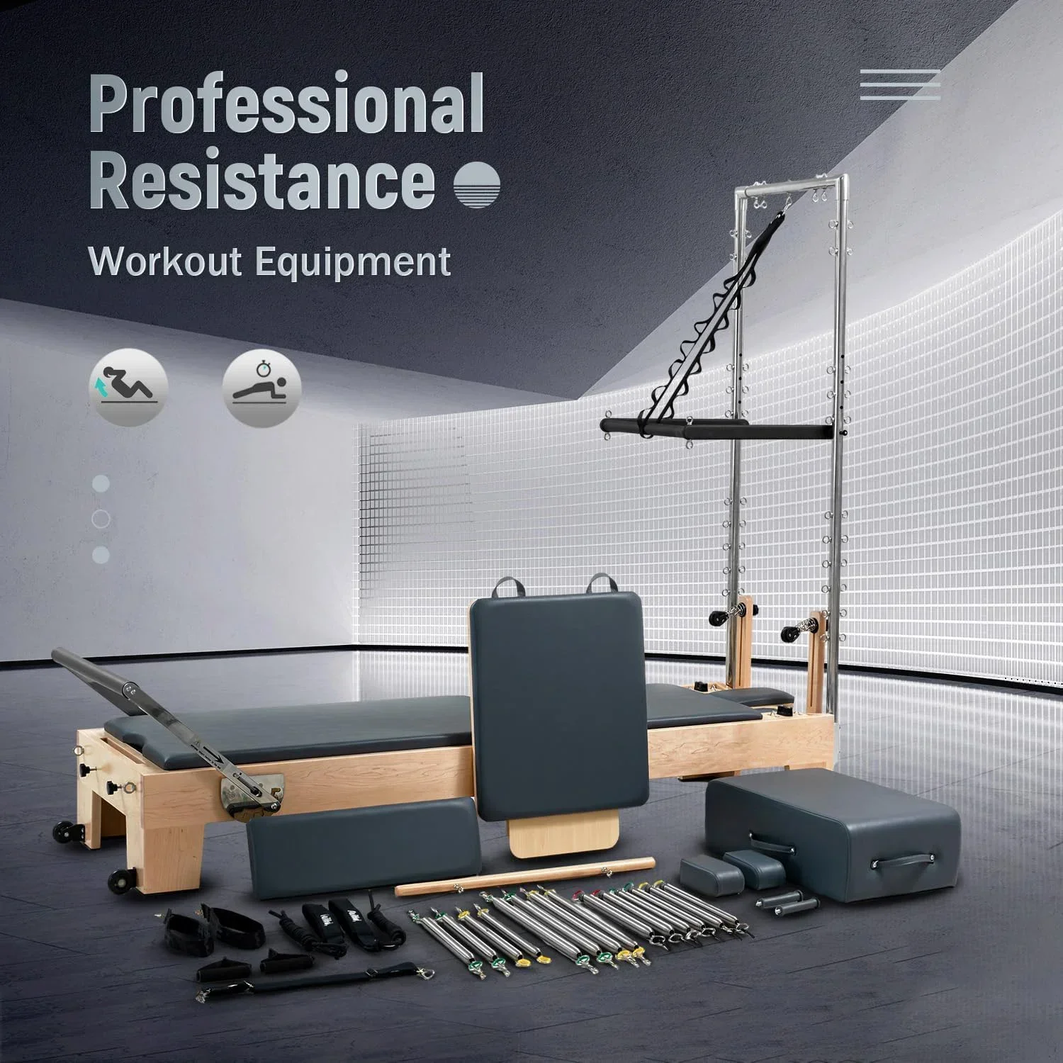 

Новое поступление, полностью раздвижная портативная деревянная машина, полубашенные пружины, реформатор для пилатеса с башней