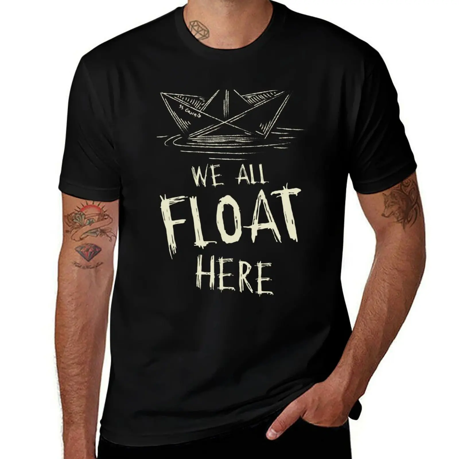 

SS Georgie Paper Boat We All Float Here Quote T-Shirt summer clothes boys animal print men graphic t shirts