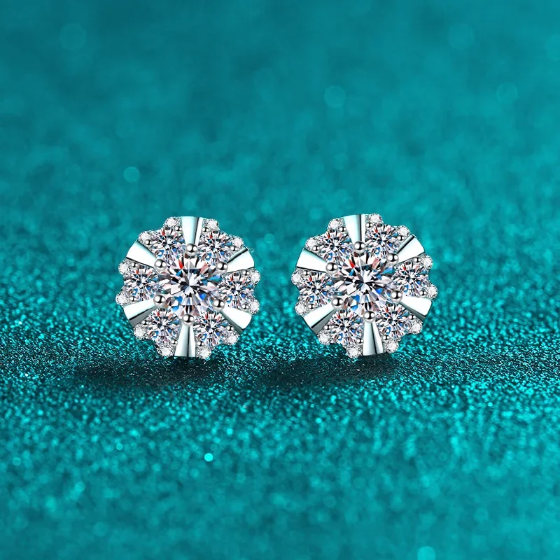 

Серьги-гвоздики с муассанитом «Подсолнух» 1 карат, незаменимые для женщин, нежно платиновые роскошные серьги-гвоздики Pt950 для повседневного шика