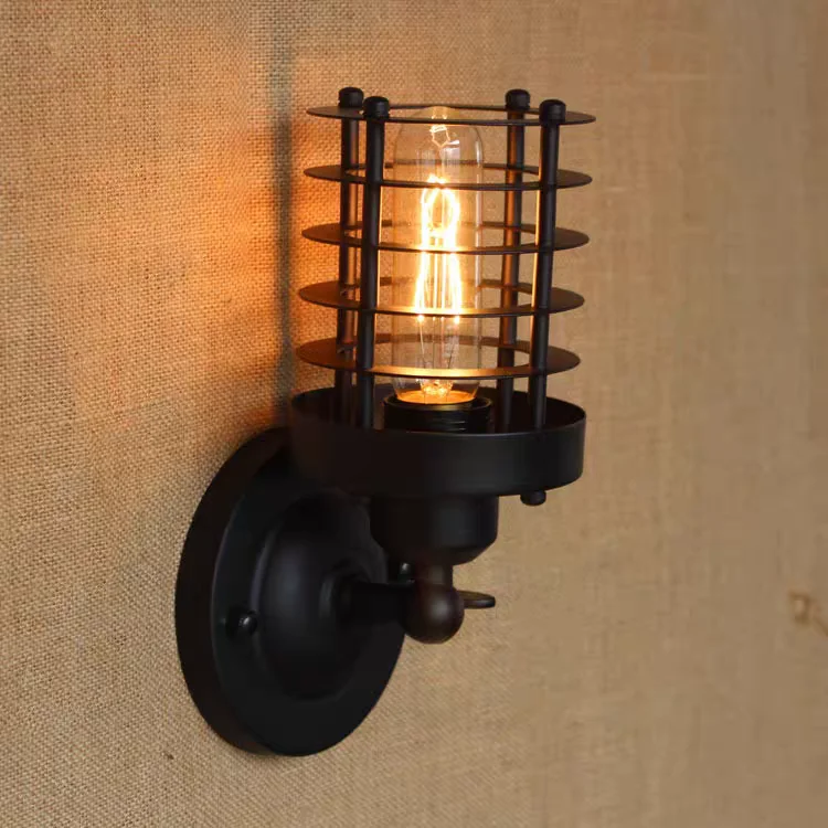 

Industrial Style Metal Cage Sconce Vintage Iron Wall Lamp Loft Staircase Aisle Bar Porch Balcony American Countryside Lighting