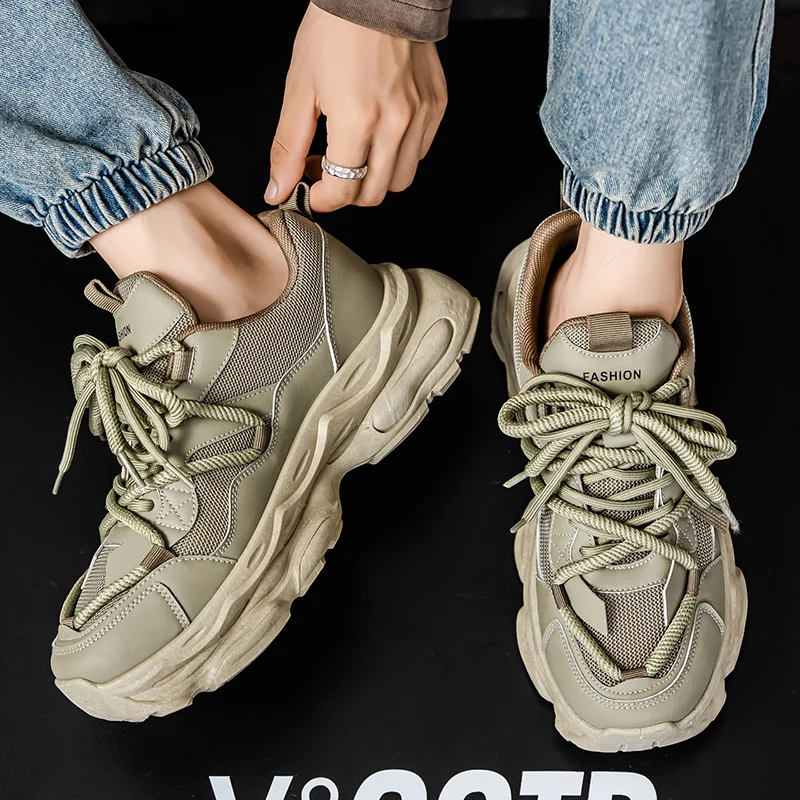 

Дышащая и удобная толстая подошва, увеличивающая рост, новая спортивная износостойкая противоскользящая повседневная мужская спортивная обувь для бега