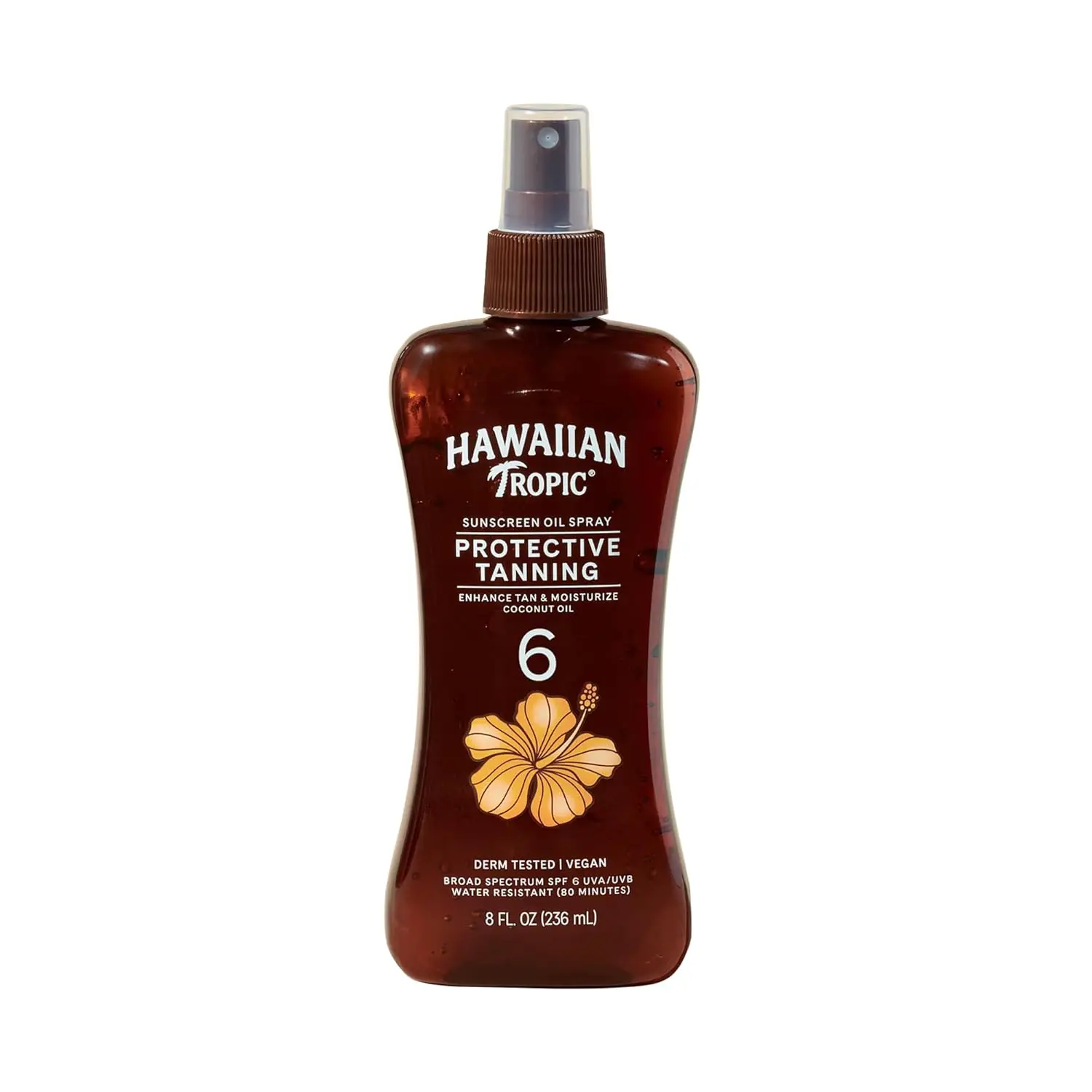 Spray de Aceite Bronceador Oscuro con SPF 6, Bomba Dosificadora de 8 Oz - Protección Solar Rápida para un Brillo Natural