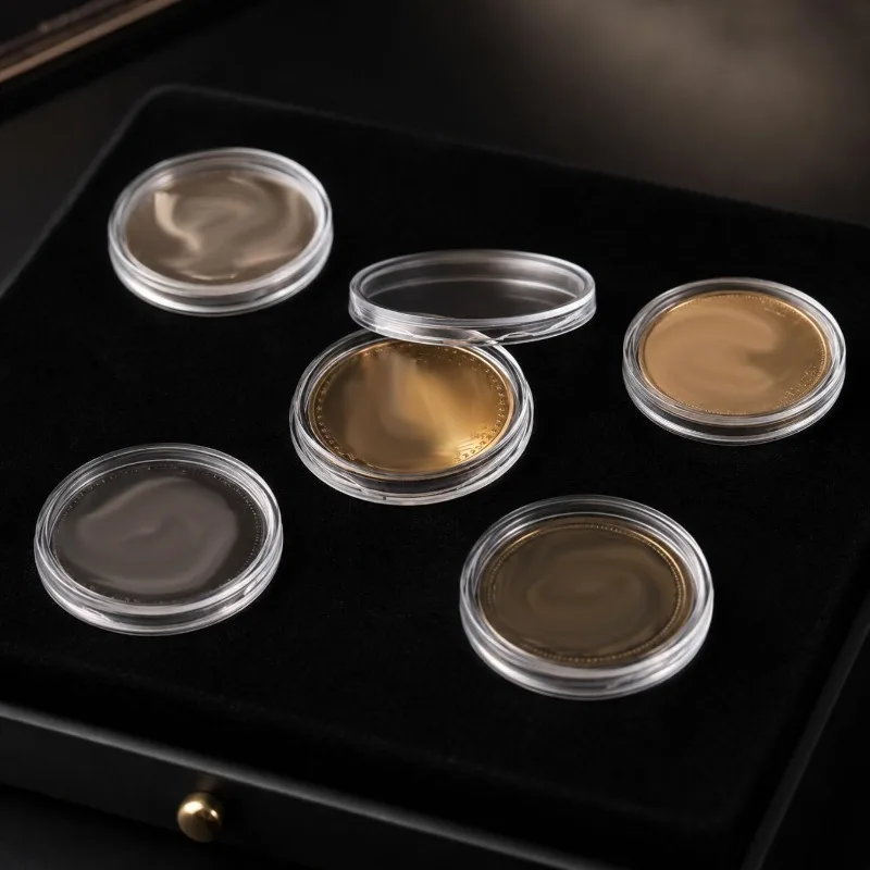 20/22/27/30/35mm Transparent Round Coin Storage Box Plastic Holder Display Capsules Collection Cases Protection Boxs Containers