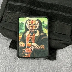 Mona Lisa Layered Morale Badge Printed Patch on Clothes Hook and Loop Military Tactical Patches Backpack Sticker