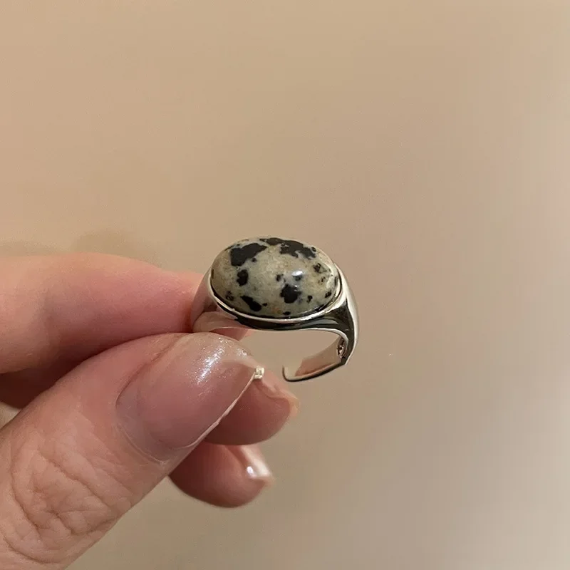 ファッションヴィンテージタイガーアイストーンブラウンラウンドオープンリング女性女の子美的パンクグランジトレンディジュエリーギフト卸売