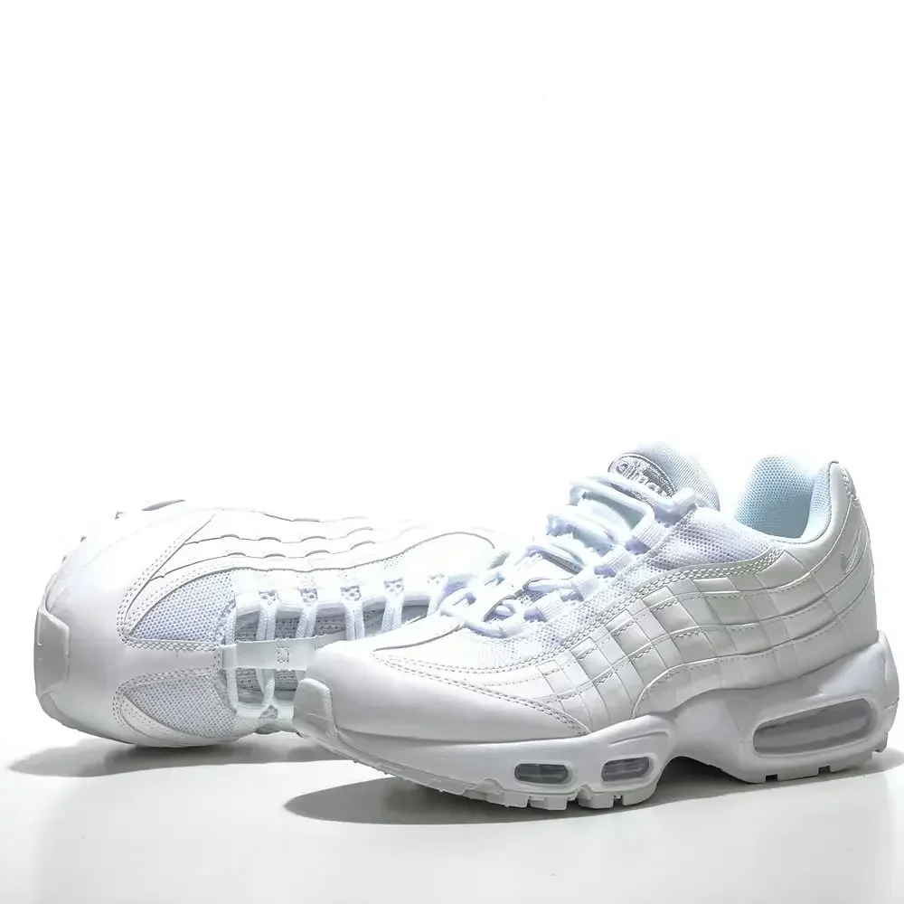 나이키 에어 맥스 95 트리플 화이트 에어 쿠션 미끄럼 방지 내마모성 남성 여성 야외 스포츠 운동화 화이트 캐주얼 스니커즈