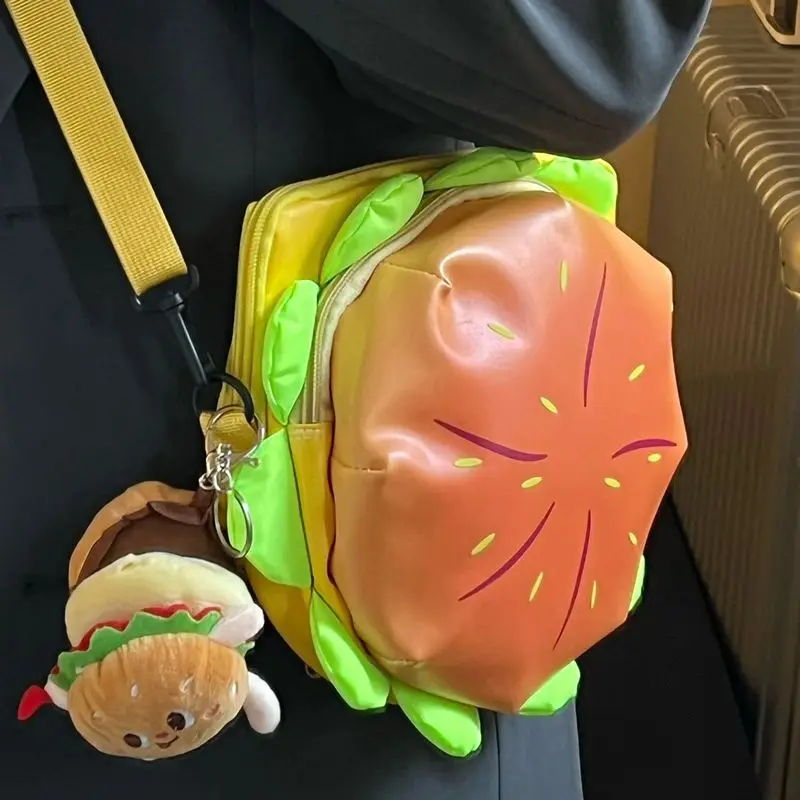 Yellow Brown Green Cute 3D Carton Hamburger Cheese Shape Crossbody Bag Funny Shoulder Adjustable straps Purse for Women Girls