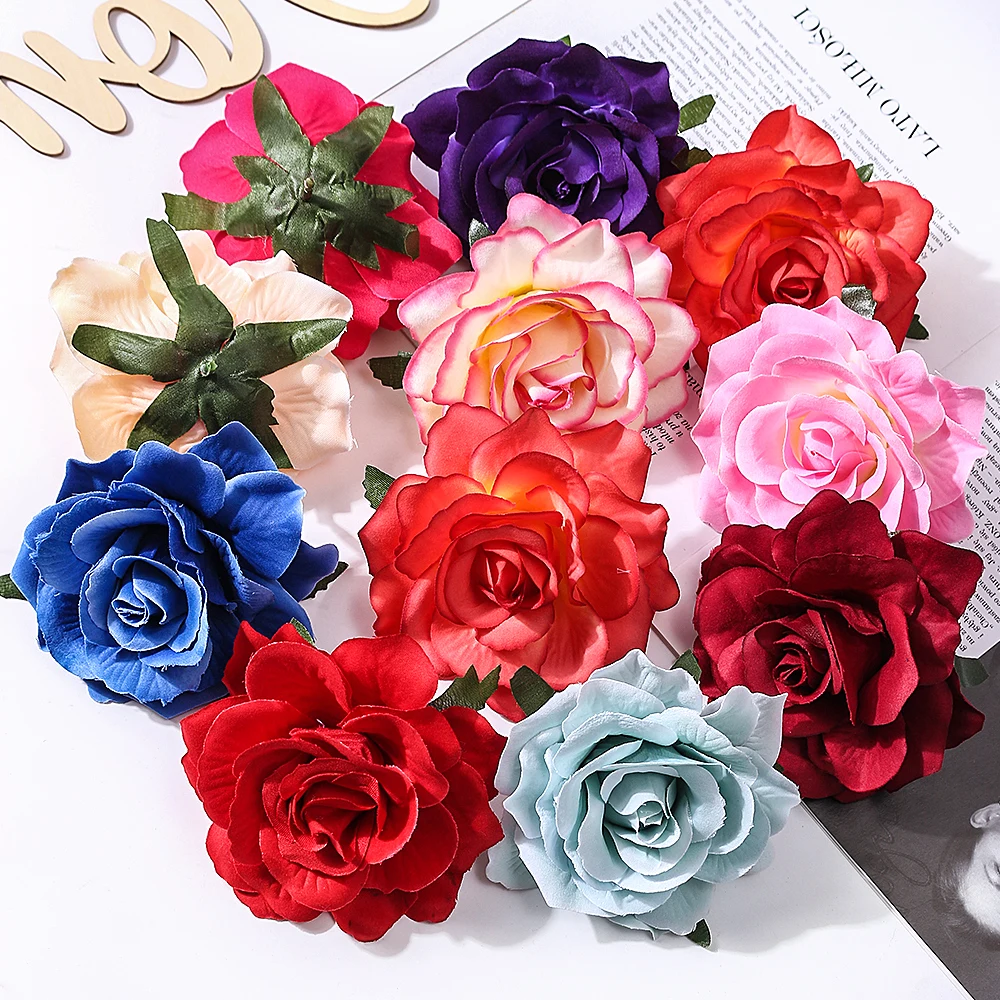 5/10Pcs 10cm Rose Artificial Flowers Heads Silk Fake Flower for Home Room Decor Marriage Garden Wedding Decoration DIY Accessory