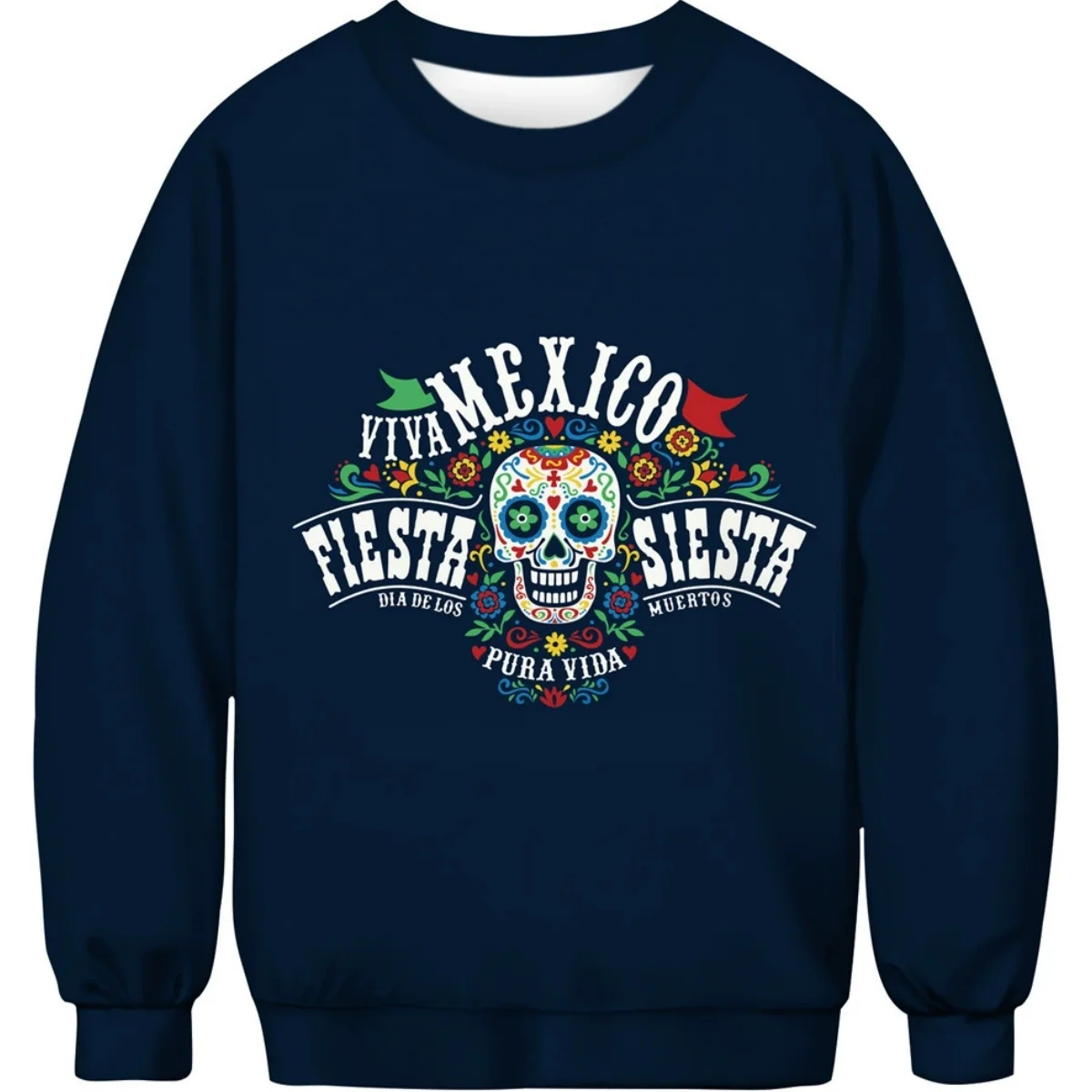 

2025 Fashion Skull Graphic 3D Print Polyester Men's Round Neck Hoodie Tops Autumn Thin Casual Hoodless Sweatshirt Man Streetwear