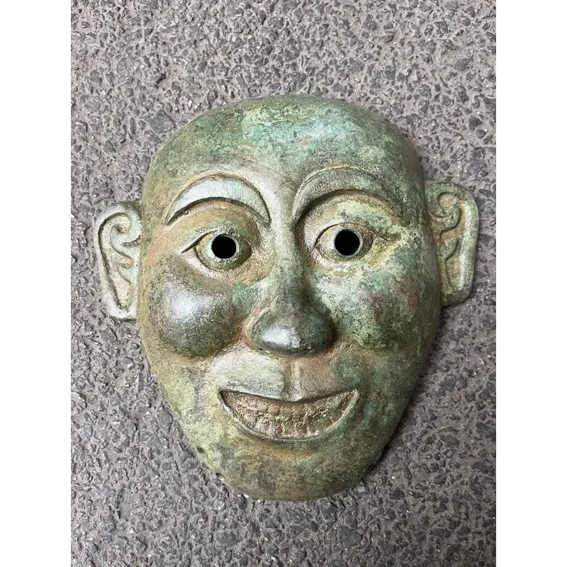 Antique Bronze Man Mask Decorative Ornaments from the Shang and Zhou Dynasties