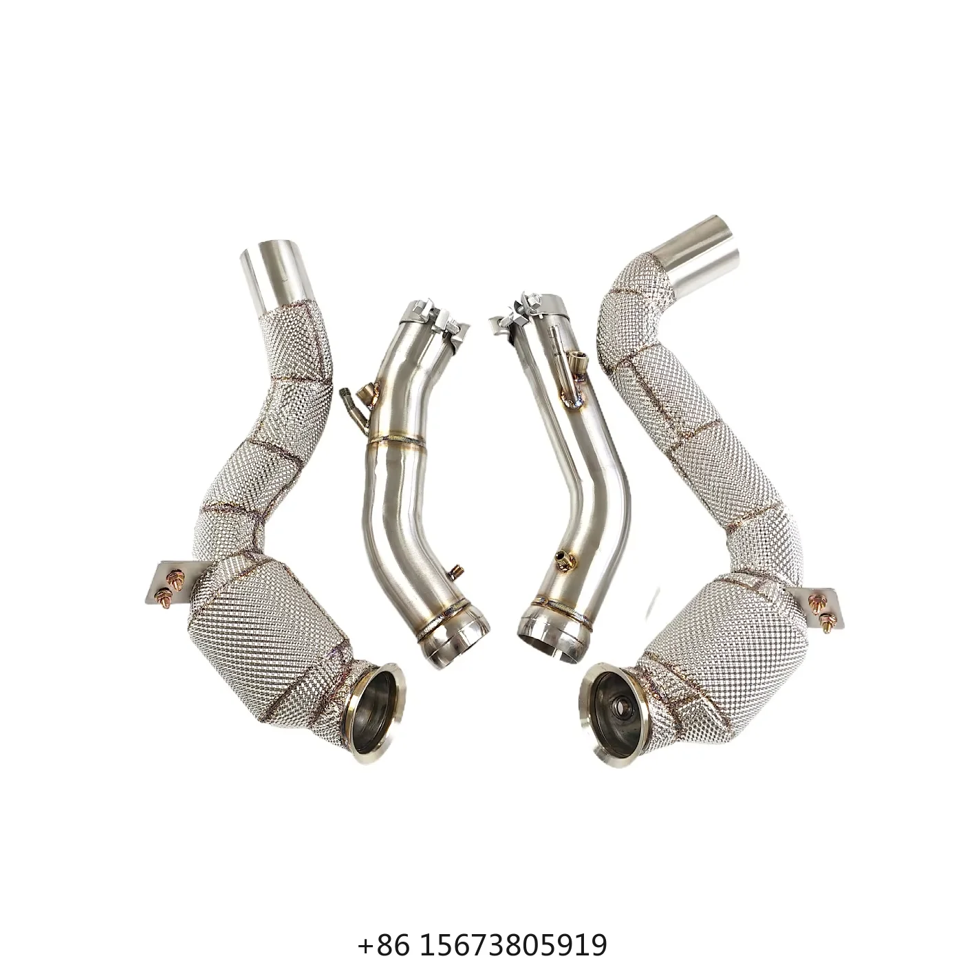 

W205 C63 C63S 4.0T Heatshield Downpipe 4.0T Heatshield Stainless Steel Sedan/Coupe Fit Improves Flow Boosts Power Durable