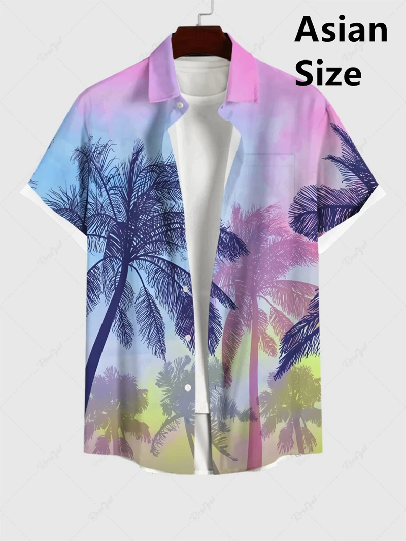

Summer Hawaiian Shirt 3d Printed Colorful Plant Men Women Clothing Beach Short Sleeve Blouse Fashion Men's Vocation Lapel Camisa