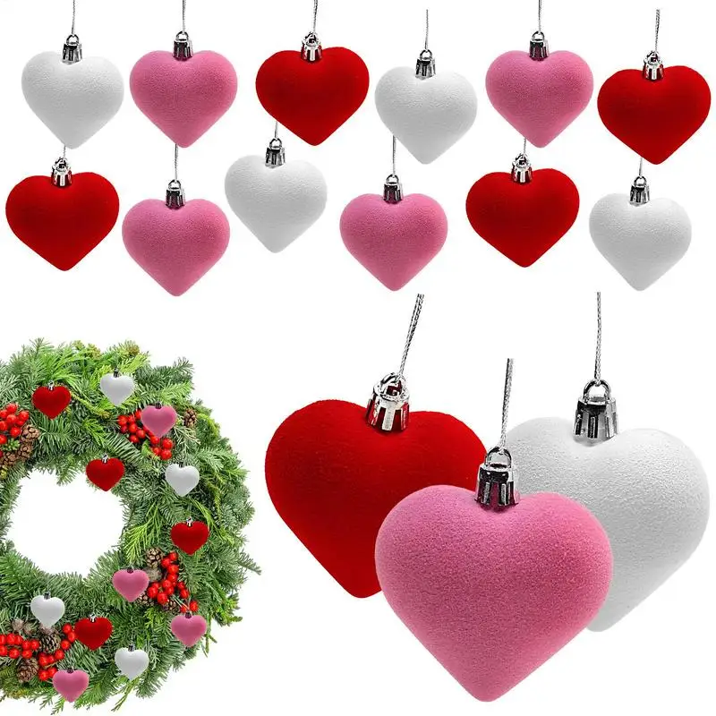 

Heart Decorations For Tree Red Hearted Shape Valentines Day Ornaments 12 Pieces Heart Baubles Love Tree Hangers Romantic Small