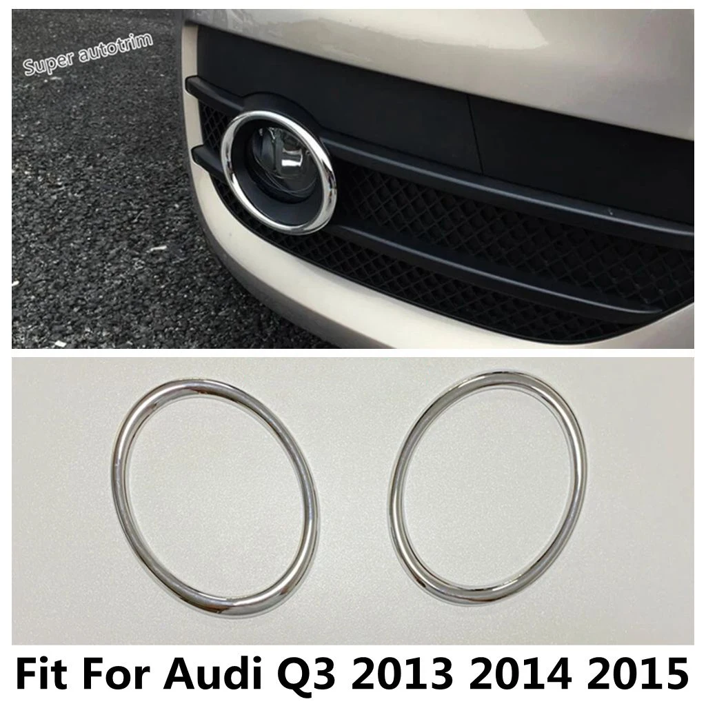 

Car Front Fog Lamps Lights Ring Circle Decoration Cover Trim Fit For Audi Q3 2013 2014 2015 ABS Chrome Accessories Exterior Kit