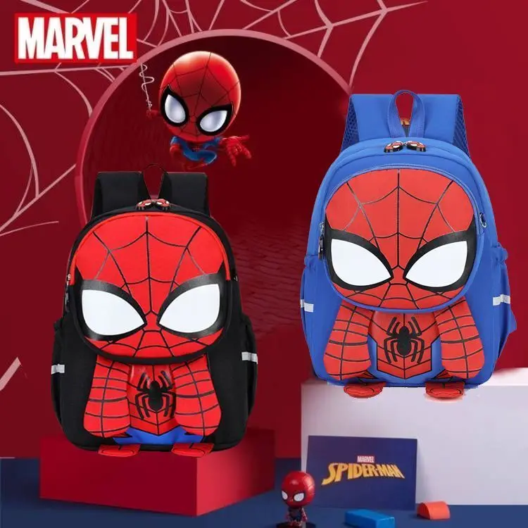 Tas sekolah anak laki-laki anak laki-laki Spider-Man kapten Amerika baru kartun Disney tas ransel kecil anak-anak bayi taman kanak-kanak mainan lucu