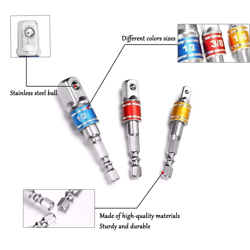 Internal Hexagonal Handle Universal Drill Bit Screwdriver Impact Socket Adapter Drill Bit Kit 1/4 \