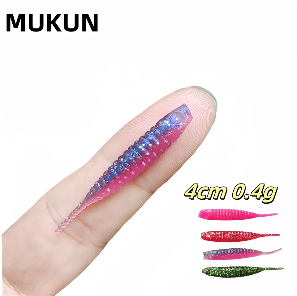 MUKUN 4cm/0.4G Ajing Soft Fishing Lure Mini Plastic Bait  Rockfishing Stream River Sea Smaller Predators Drop Shot Tackle