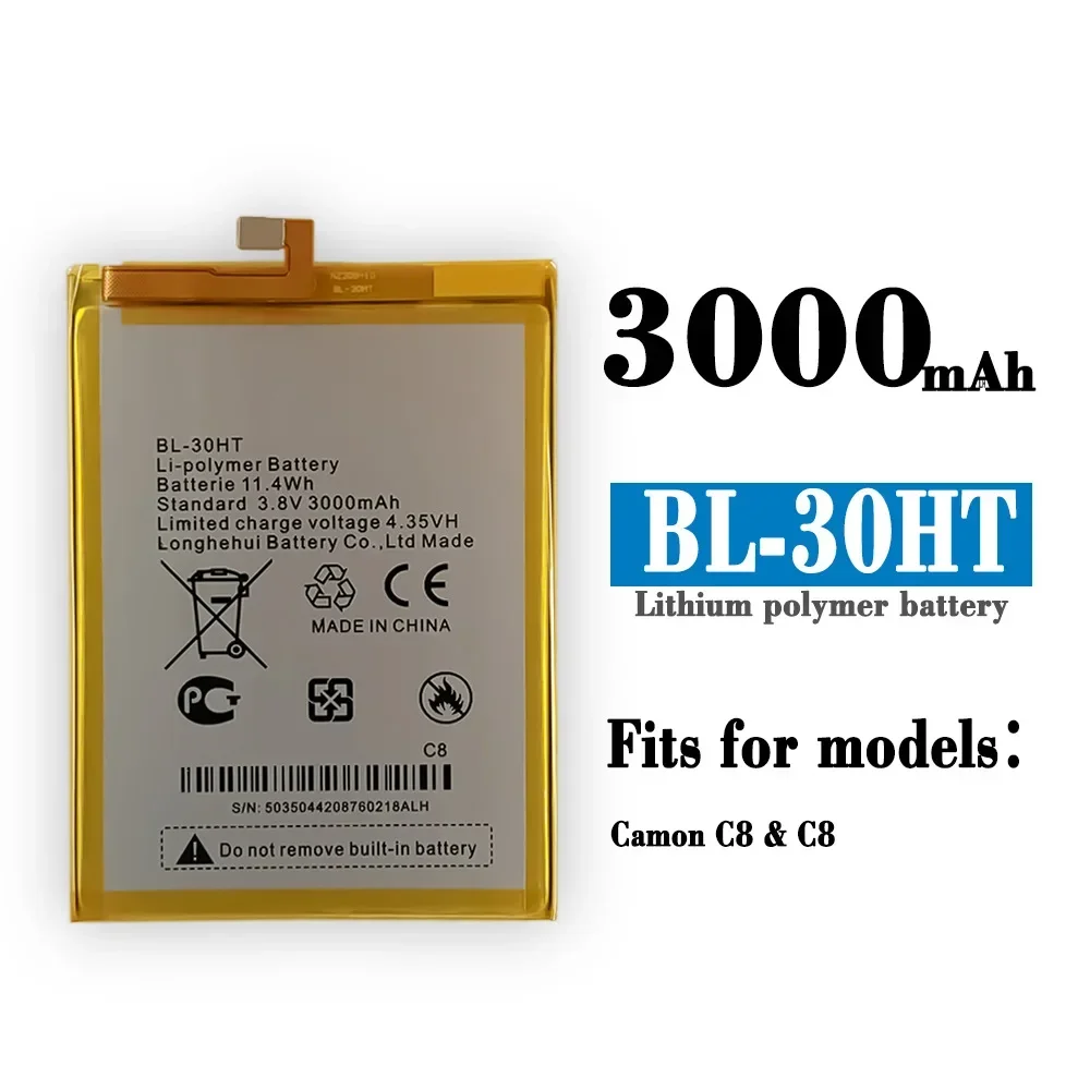 

High Quality BL-30HT Replacement Mobile Phone Battery For Tecno C8 BL-30HT 3000mAh Built-in Battery Brand New Battery