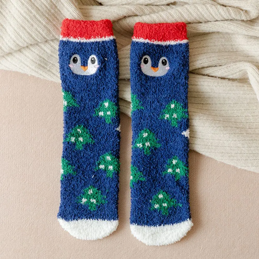 Cartoon Atmungsaktive Mode Design Ente Santa Koreanischen Stil Korallen Fleece Socken Boden Socken Weihnachten Strumpfwaren Frauen Socken