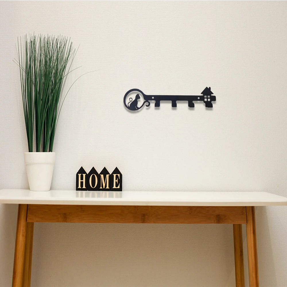 Cat Coat Hooks Wall Art Decor-Bear Hangers Key Holder-Clothes Hat Rack and Backpack Hanger for Storage, Living Room, Hallway