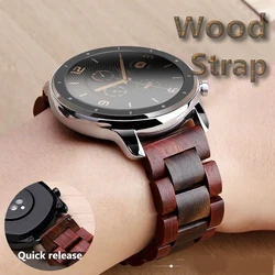 20mm 22mm Wood Watch band for huawei watch GT 2 / Galaxy 42 46mm Stainless Steel Strap Replacement Bracelet for Gear S3 S2 loop