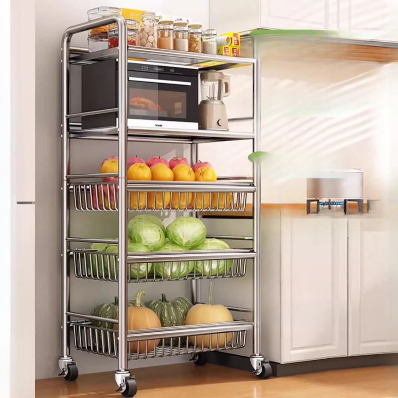 

Stainless Steel Vegetable Basket 3-Tier Adjustable Kitchen Organizer Foldable Fruit Rack Durable Detachable Storage Shelf