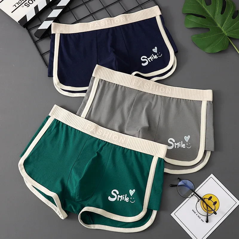 

Man Cotton Underwear Boxers Homme Trendy Mid-rise Men's Panties Comfortable Breathable Underpants Printed Boxer Shorts Undies