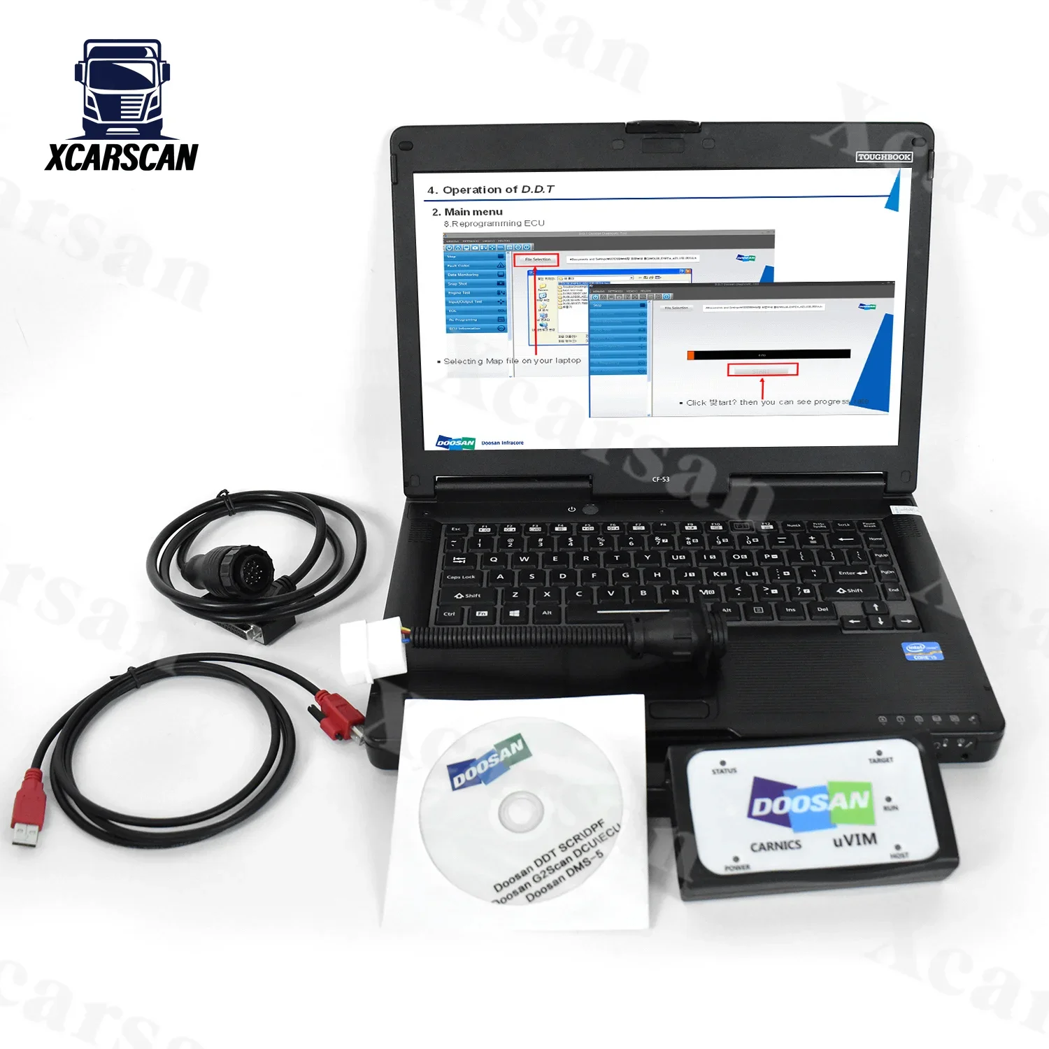 Для диагностического инструмента Doosan CF53 ноутбук DOOSAN uvim детектор неисправностей двигателя DDT SCR DPF DCU ECU Инструмент сканера
