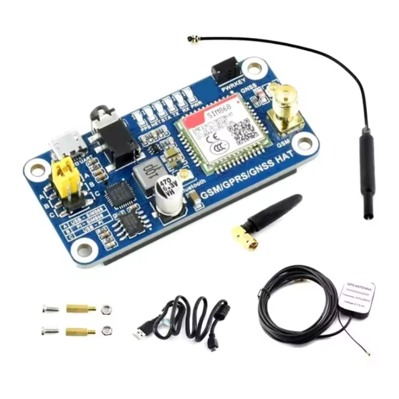 Raspberry Pi GSM/GPRS/GNSS HAT Module SMS GPS UART Based On SIM868 Raspberry Pi 4B/3B/3B+/2B/Zero/Zero