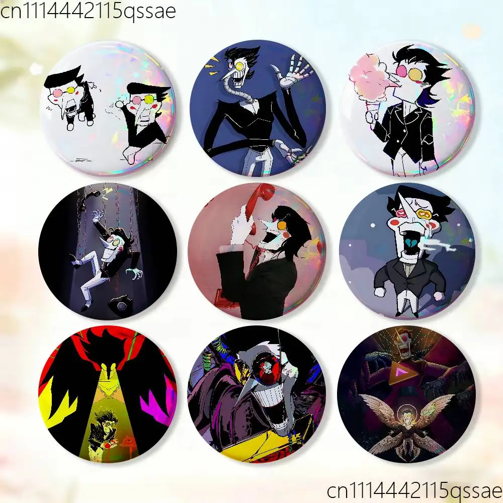 D-DeltaruneS S-Spamton Angel Badges Button Round Creative Pin Brooch Badge Bag Decor Accessories Fans Collect Friends Gifts