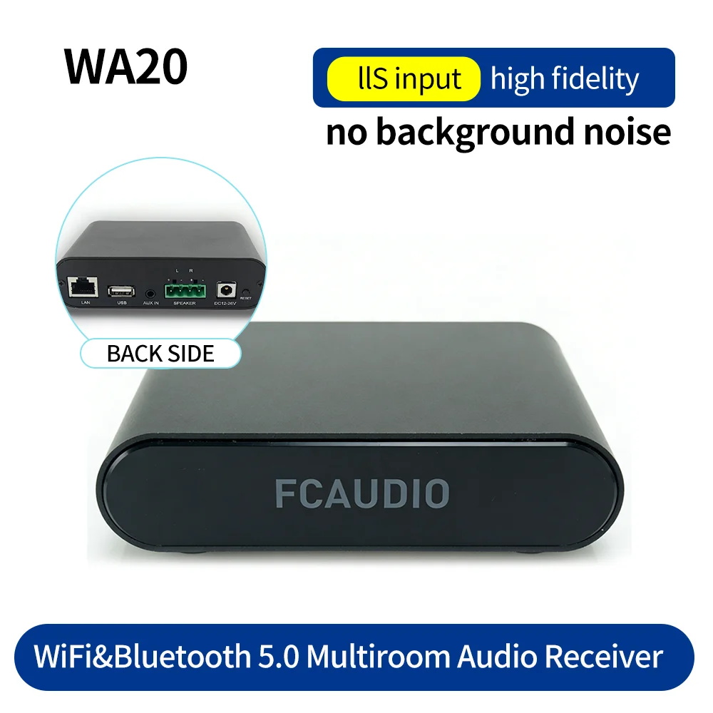 

WA20 Hi-Fi Audio Amplifier 50Wx2, Bluetooth 5.0 Receiver Wireless USB Music Player with STA350BW Chip for Home Theater Speakers