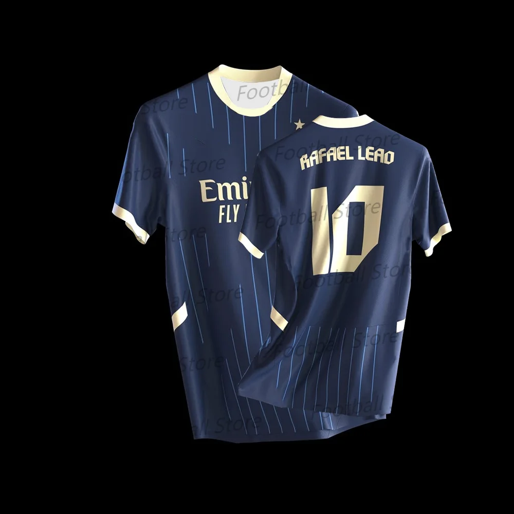 

Футболка для мужчин, футбольный трикотаж, Италия, с круглым вырезом, быстросохнущая, миланский дизайн, тренировочный комплект Rafael Leão 10, 25-26, комплект из джерси для взрослых/KID