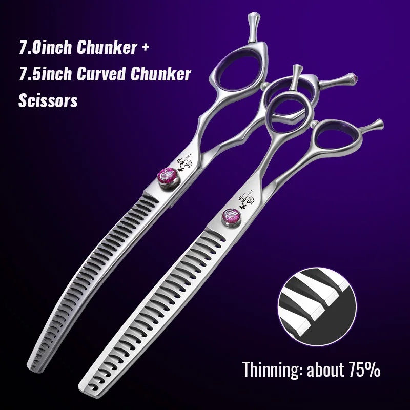 Fenice 7.0/7.5/8.0 inch Professionele Pet Grooming Scharen Visgraat Tanden Rechte/Gebogen Chunker Schaar JP440C Groomer Gereedschap