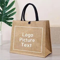 Personal Customize Custom Print Logo Your Pictures Shopping Bags Women Linen Tote Bag Diy Hand Shoulder Bags Hand Bag Ladies