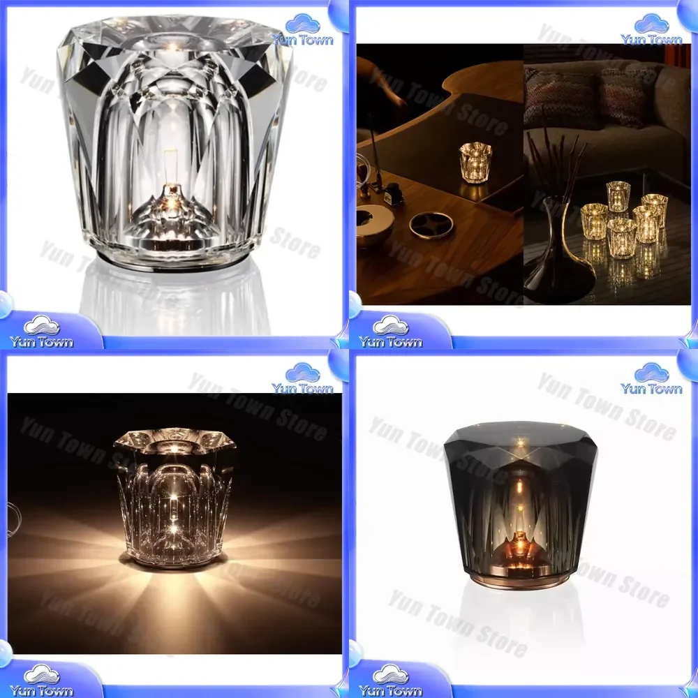 Crystal Glass Diamond Cut LED Night Light for Home Decor Waterproof Romantic High End Bedroom Nursery Nightlight for Adults
