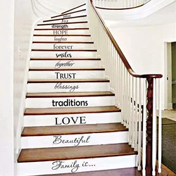 14Pcs Family Quote Words Stair Vinyl Wall Sticker Love Trust Bless Quote Picture Frame Wall Decal DIY Family Room Art Decor