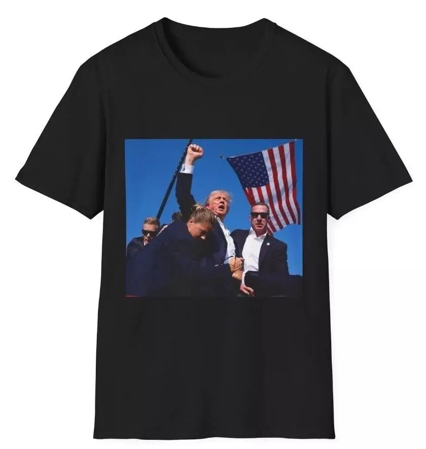 Trump Shot Assassination Attempt T-Shirt 45 Flag Shirt USA Medium Picture Fight