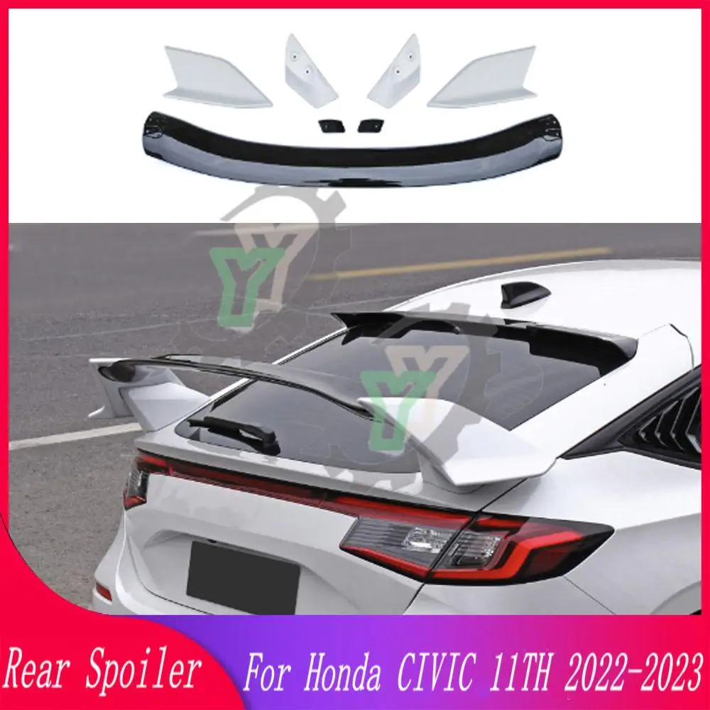 

High Quality ABS Plastic Car Rear Trunk Spoiler Rear Wing Lip Trim For Honda Civic 11th Gen Hatchback TR Style 2022 2023