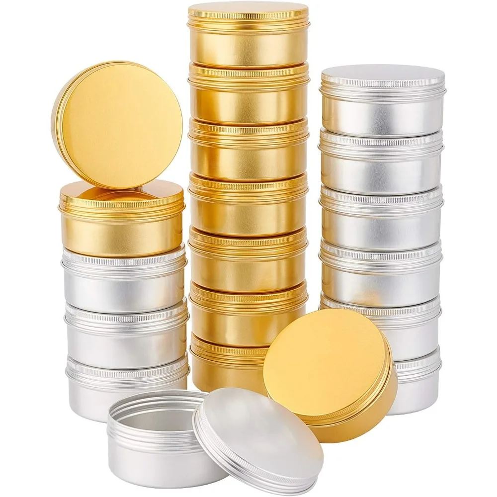 

20pcs Aluminium Tin Cans 5 oz Empty Candle Tins with Screw Lid Large Metal Tea Storage Case Jars Storage Containers