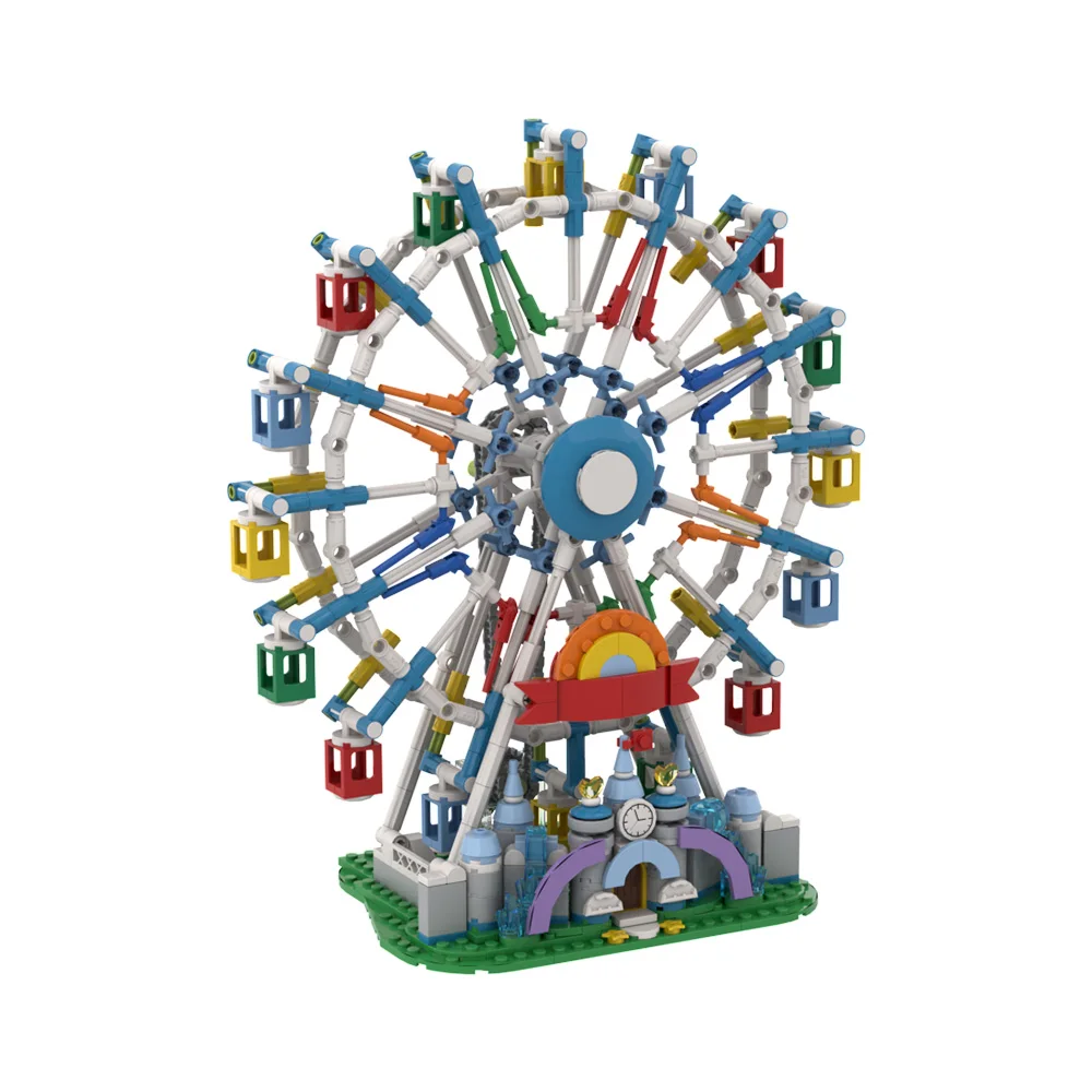 MOC Ferris Wheel Model Building Blocks City Street View Amusement Park Rotating Ferris Wheel Assembled Bricks Toy Kid Gift