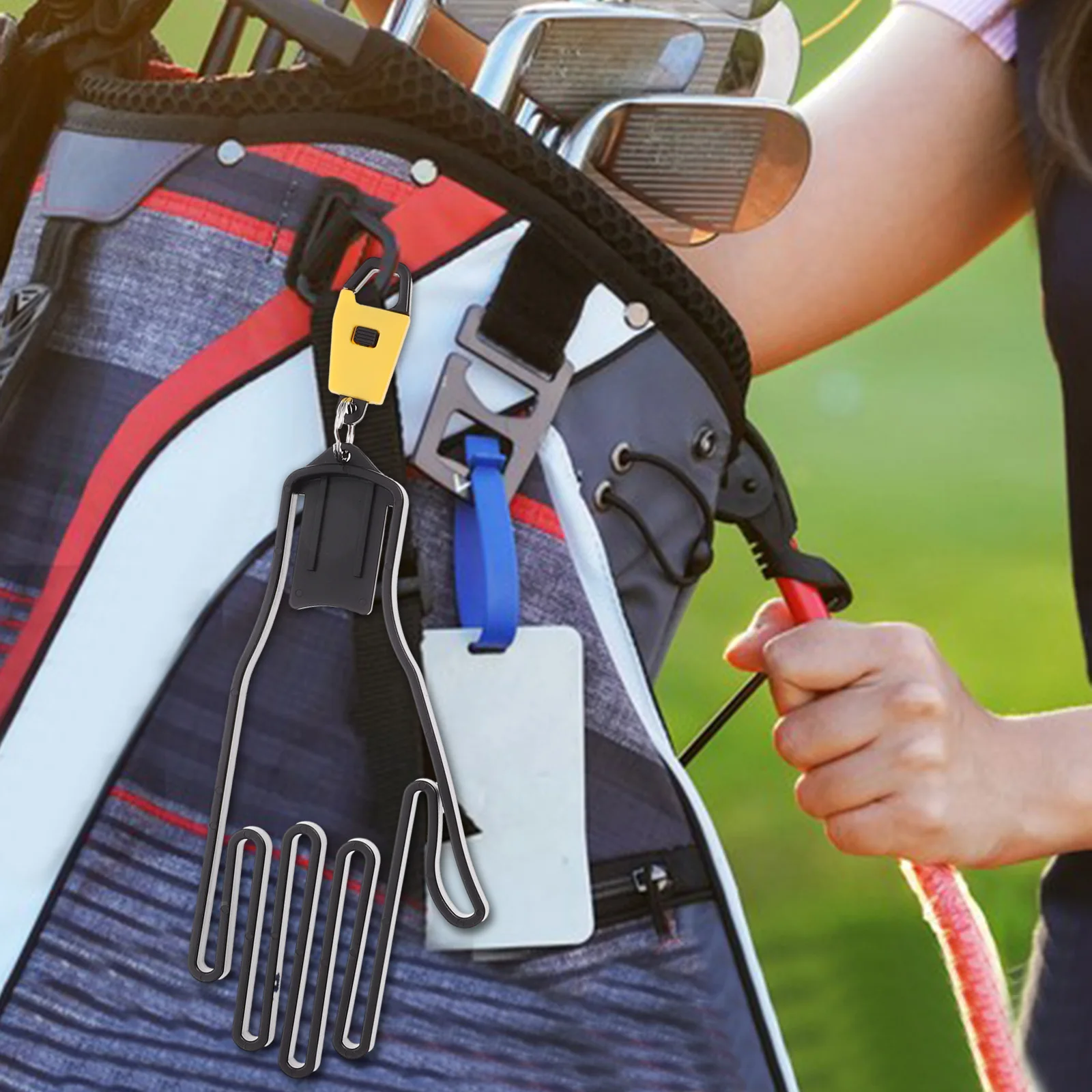 Gloves Racks Hand Shape Holder Yellow Color Stand Out Golf Bag Quick Storage Easy Hanging Portable Support Golf Glove Holder