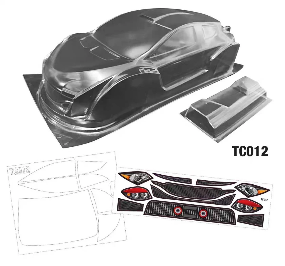 

TC012 1/10 FF Clear Lexan Body w/Rear Wing. 190mm RC Body shell. 257mm Wheelbase. Tamiya tt01 tt02 Chassis