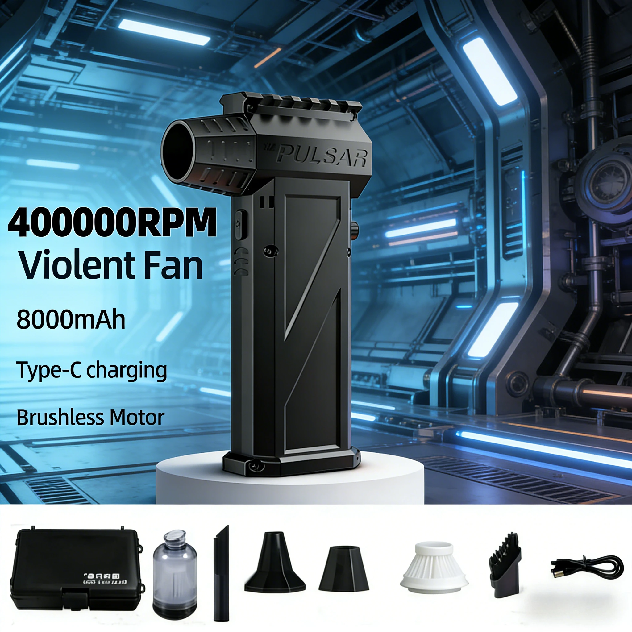 

Высокоскоростной вентилятор X3 Hurricane – 53 м/с, 800 тыс. об/мин, 150 Вт, 8000 мАч, перезаряжаемый через Type-C, для кемпинга