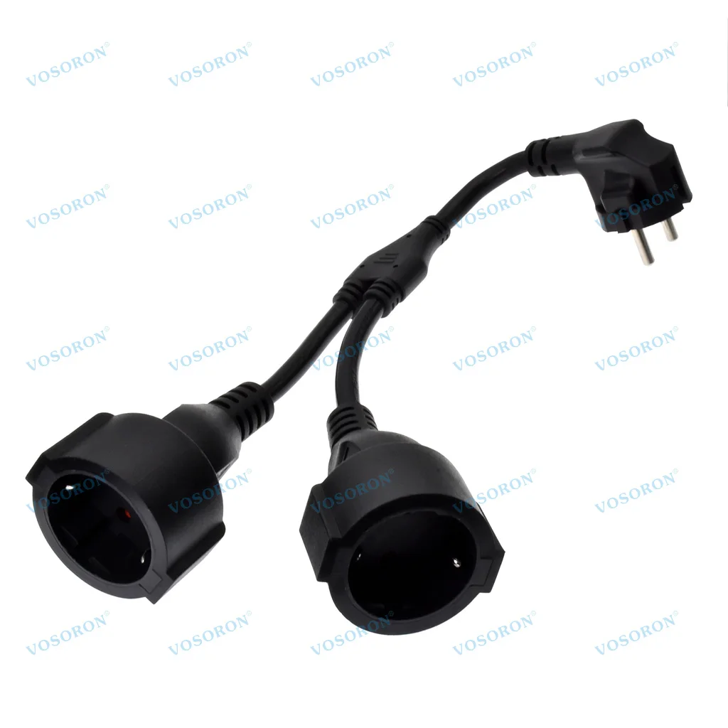 ​European EU Plug Extension Cable With Dual Plugs, Male to Female Power Extension Cord Electric Socket Waterproof IP20 Outdoor﻿