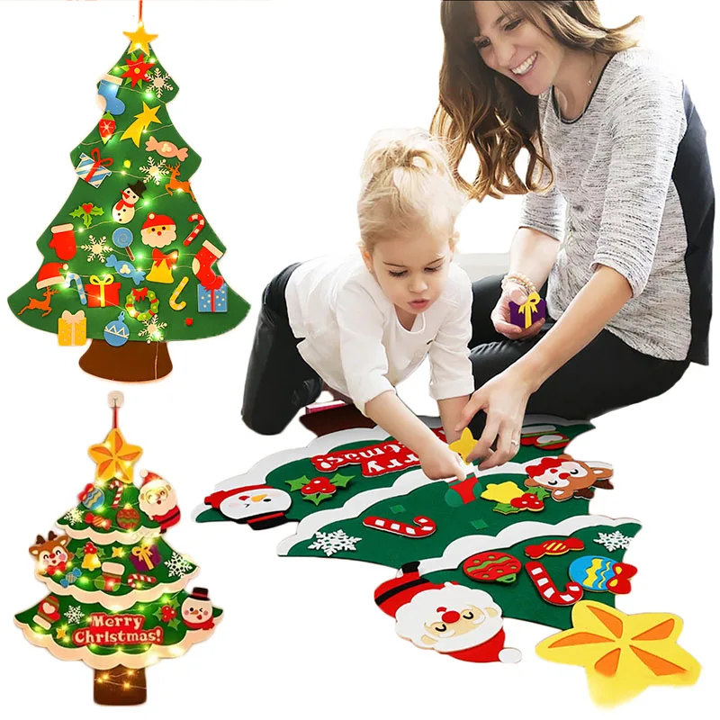 

Kids DIY Christmas Tree Home Decoration Kit Handmade Felt Christmas Tree Craft Diy Set Christmas Supplies Children Gift New Year
