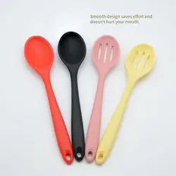 Food-grade silicone spoon for children's safety, high temperature resistant non-stick pot, student spoon for baby food supplemen