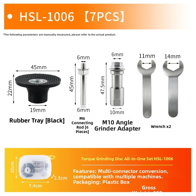 Angle Grinder Adapter Pack with M10 Threading for Use with Polishing Pads and Grinding Discs on For Metal Wood Stone