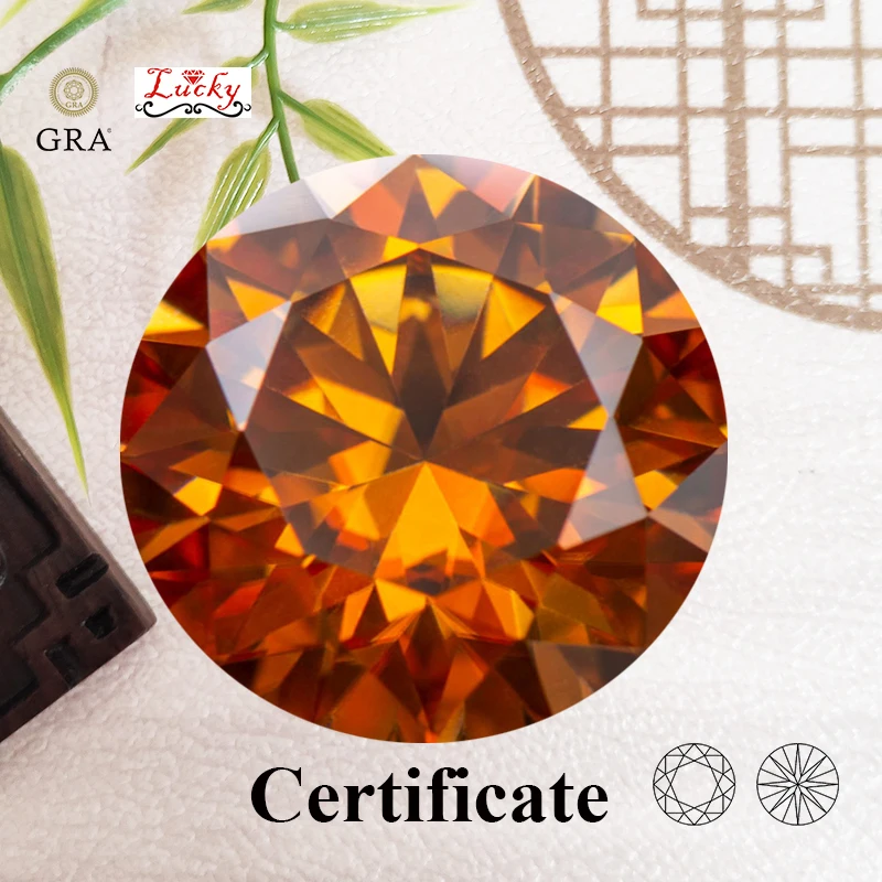 

Moissanite Round Shape VVS1 Orange Color Beads for Charms DIY Jewelry Making Earrings Pendant Materials with GRA Certificate